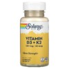 Solaray Vitamin D3 + K2 Soy-Free 60 VegCaps 3 Solaray Vitamin D3 + K2 60 VegCaps 076280385847