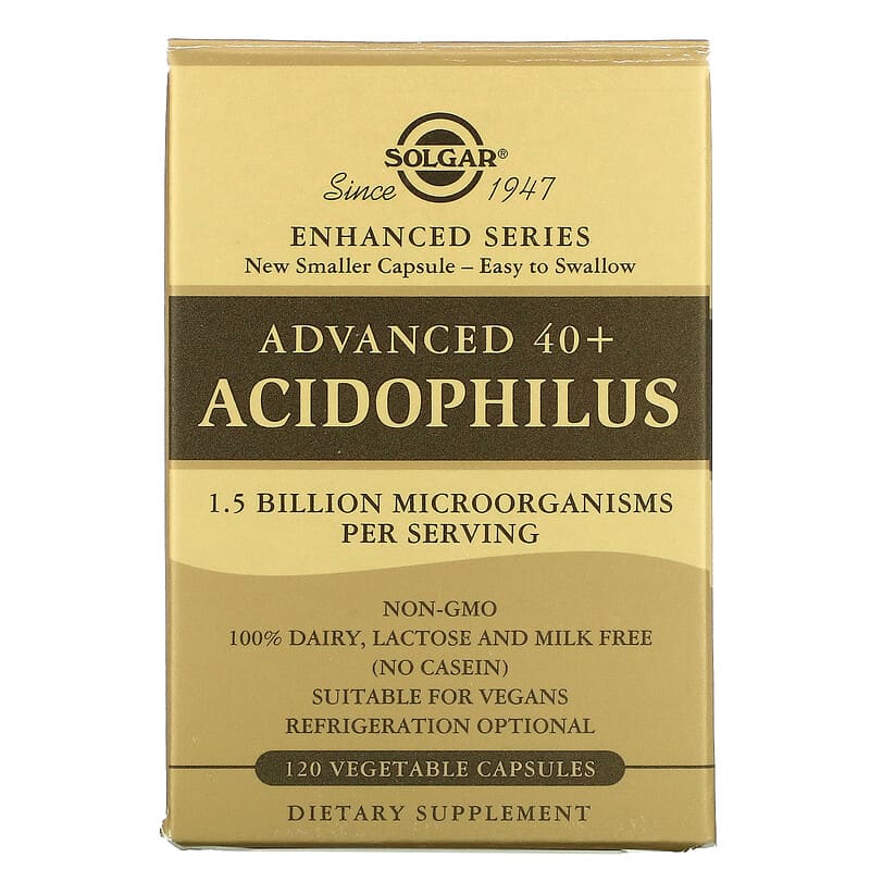 Solgar Advanced 40+ Acidophilus 120 Vegetable Capsules 1 Solgar Advanced 40+ Acidophilus 120 Vegetable Capsules 033984000292
