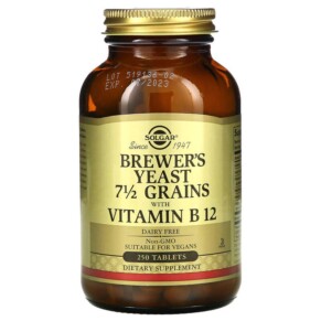 Solgar Brewer's Yeast 7 1/2 Grains with Vitamin B12 250 Tablets 033984004009
