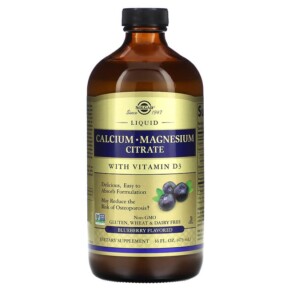 Solgar Calcium Magnesium Citrate Liquid with Vitamin D3 Blueberry 16 fl oz (473 ml) 033984358317