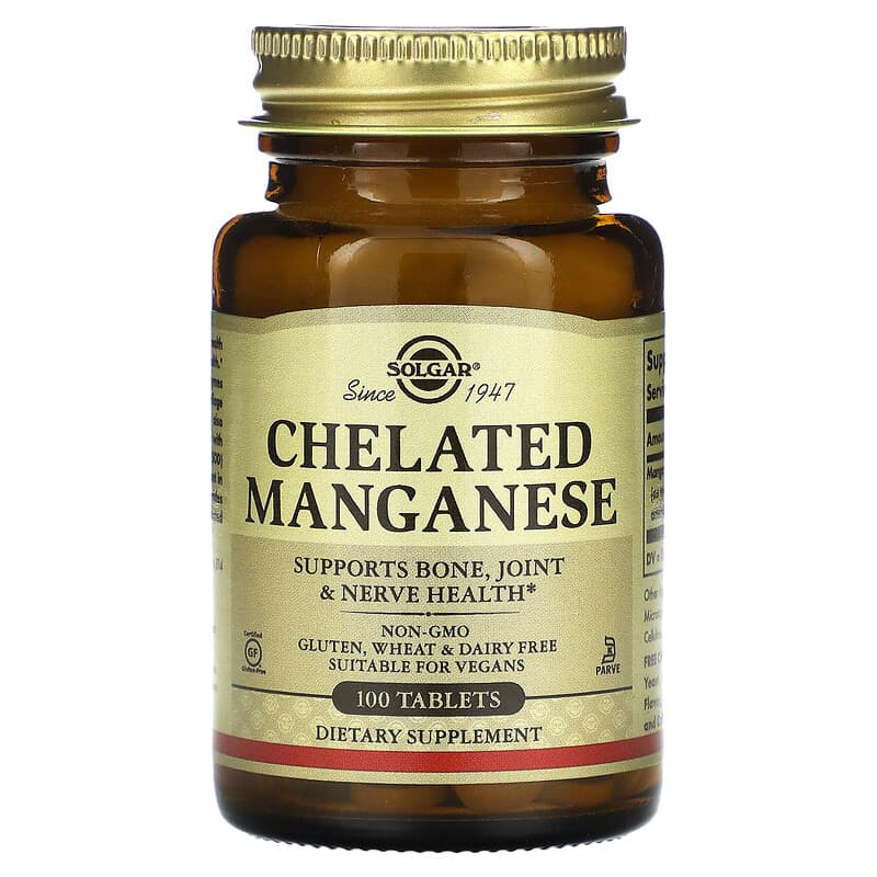 Solgar Chelated Manganese 100 viên 1 Solgar Chelated Manganese 100 Tablets 033984007208