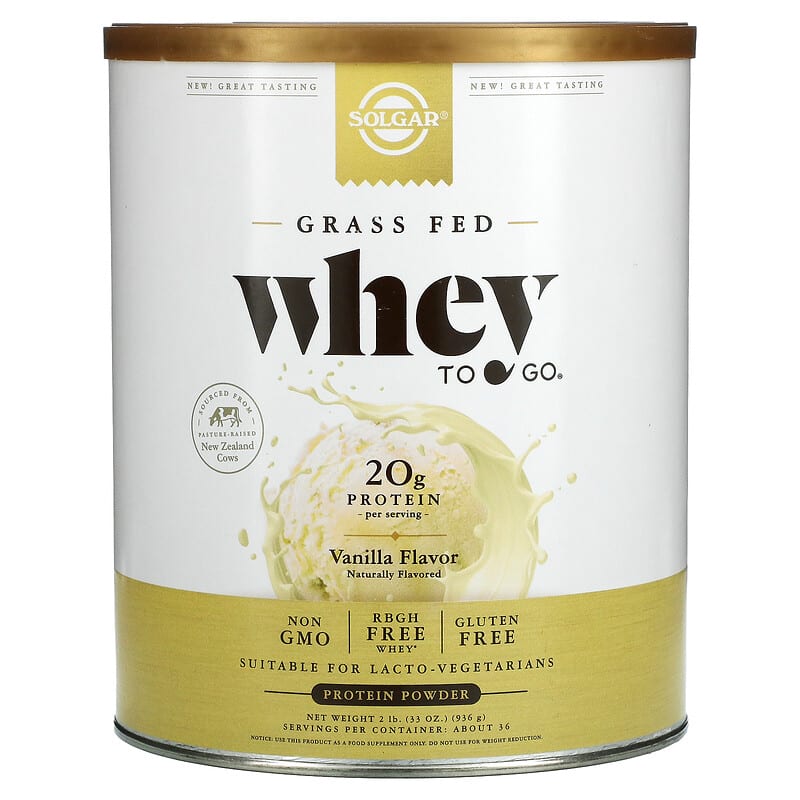 Solgar Grass Fed Whey To Go Protein Powder Vanilla 2 lb (936 g) 1 Solgar Grass Fed Whey To Go Protein Powder Vanilla 2 lb (936 g) 033984036680