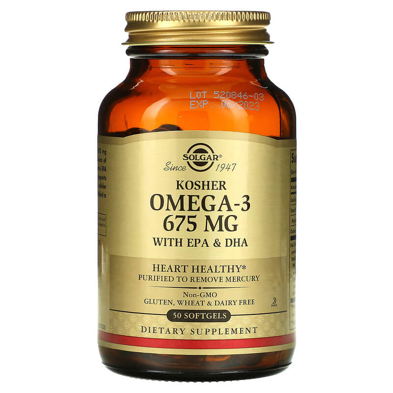 Solgar Kosher Omega-3 675 mg 50 Softgels 1 Solgar Kosher Omega-3 with EPA & DHA 675 mg 50 Softgels 033984005396