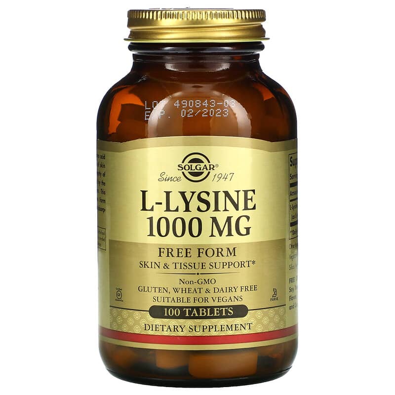 Solgar L-Lysine Free Form 1.000 mg 100 Tablets 1 Solgar L-Lysine Free Form 1.000 mg 100 Tablets 033984017016