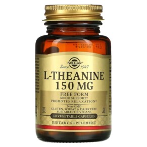 Solgar L-Theanine Free Form 150 mg 60 Vegetable Capsules 033984027060
