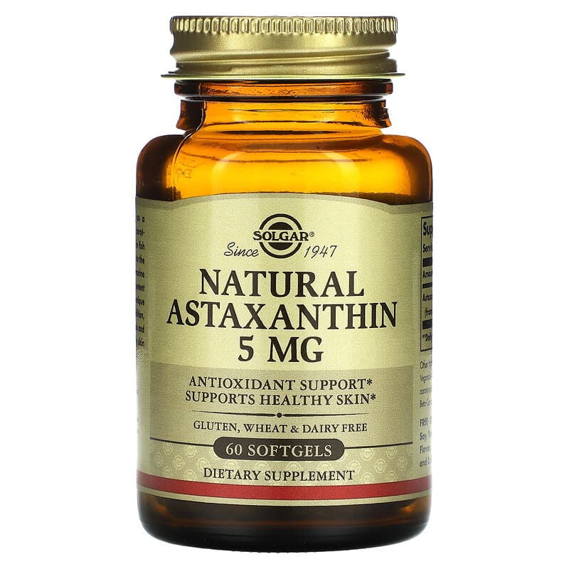 Solgar Natural Astaxanthin 5 mg 60 Softgels 1 Solgar Natural Astaxanthin 5 mg 60 Softgels 033984000711