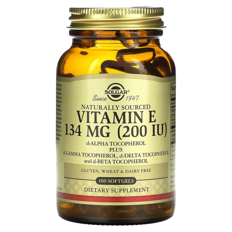 Solgar Naturally Sourced Vitamin E 134 mg (200 IU) 100 Softgels 1 Solgar Naturally Sourced Vitamin E 134 mg (200 IU) 100 Softgels 033984035010