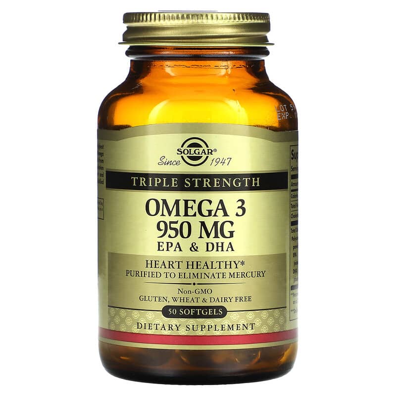 Solgar Omega-3 EPA & DHA Triple Strength 950 mg 50 Softgels 1 Solgar Omega-3 EPA & DHA Triple Strength 950 mg 50 Softgels 033984020573