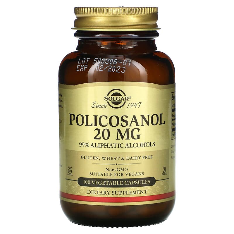 Solgar Policosanol 20 mg 100 Vegetable Capsules 1 Solgar Policosanol 20 mg 100 Vegetable Capsules 033984022515