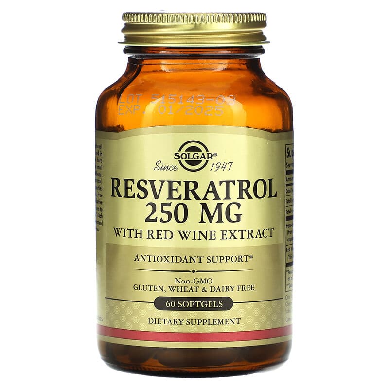 Solgar Resveratrol 250 mg 60 Softgels 1 Solgar Resveratrol 250 mg 60 Softgels 033984024847