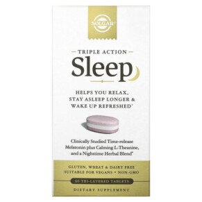 Solgar Sleep Triple Action 60 Tri-Layered Tablets 033984006560