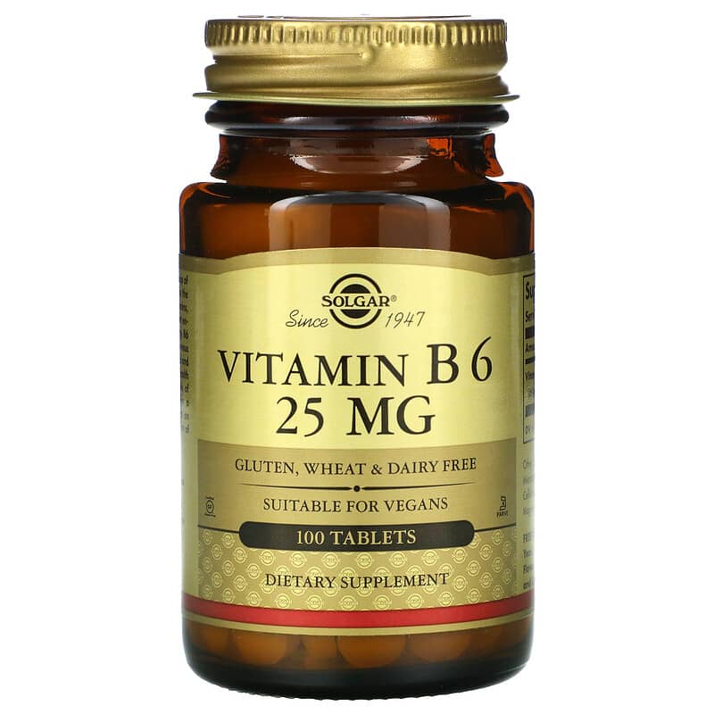 Solgar Vitamin B6 25 mg 100 viên 1 Solgar Vitamin B6 25 mg 100 Tablets 033984030824