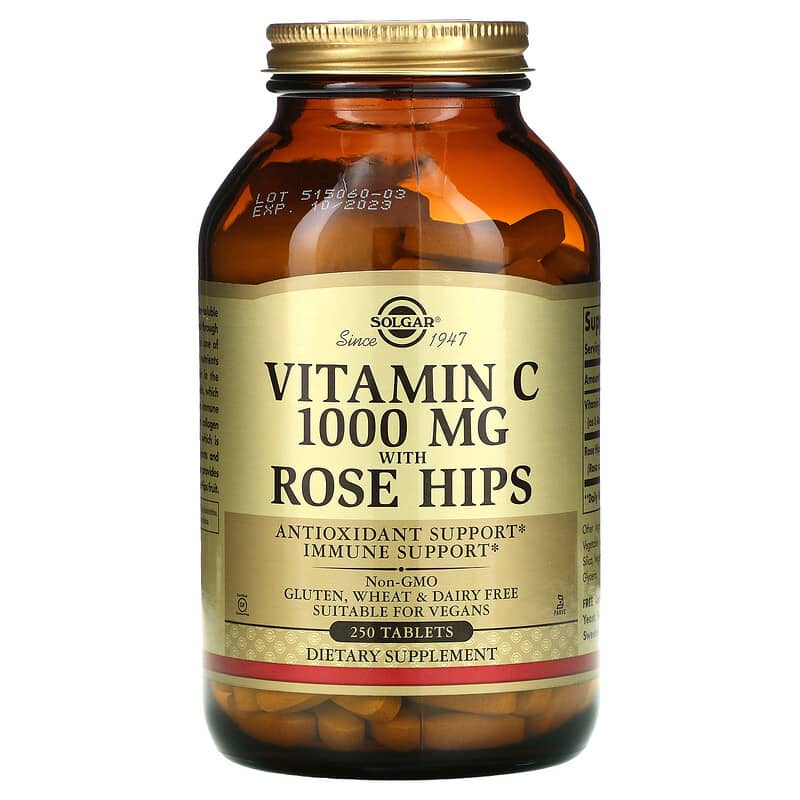 Solgar Vitamin C with Rose Hips 1,000 mg 250 viên 1 Solgar Vitamin C with Rose Hips 1.000 mg 250 Tablets 033984024014