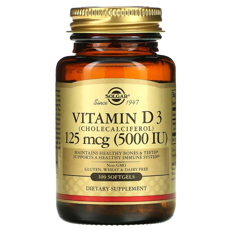 Solgar Vitamin D3 (Cholecalciferol) 125 mcg (5,000 IU) 100 Softgels 1 Solgar Vitamin D3 (Cholecalciferol) 125 mcg (5.000 IU) 100 Softgels 033984193772