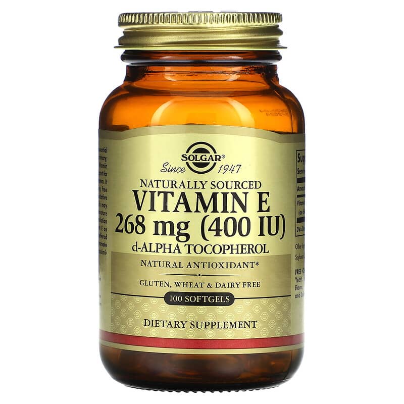 Solgar Vitamin E Naturally Sourced 268 mg (400 IU) 100 Softgels 1 Solgar Vitamin E Naturally Sourced 268 mg (400 IU) 100 Softgels 033984035218