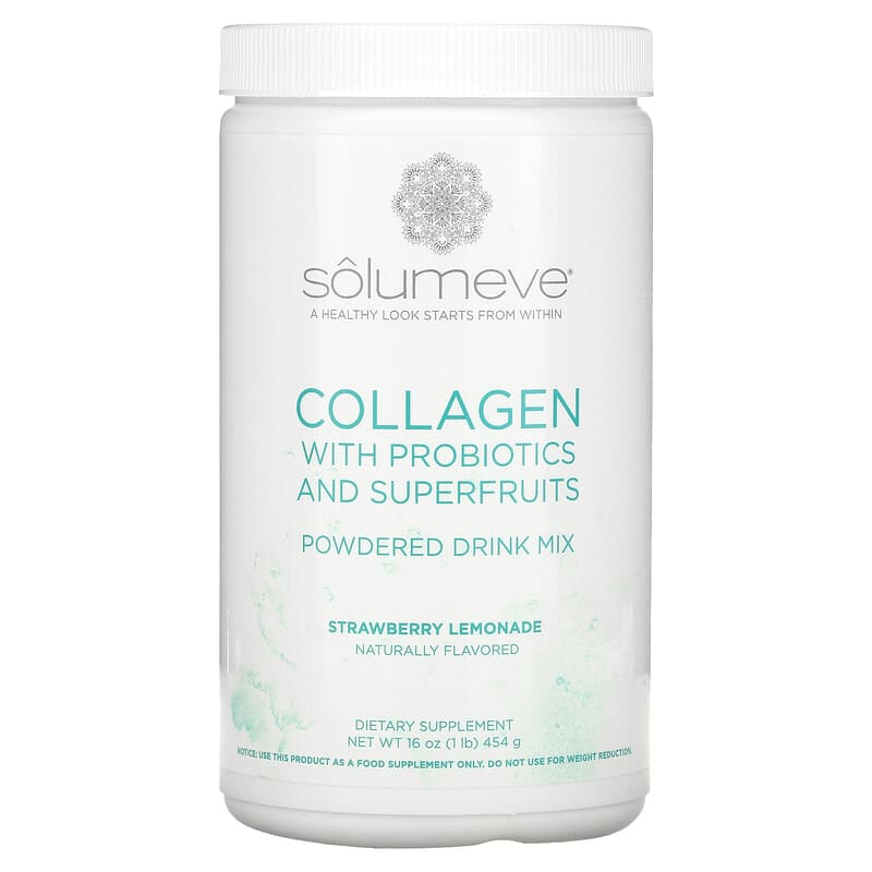 Solumeve Collagen with Probiotics and Superfruits Powdered Drink Mix Strawberry Lemonade 16 oz (454 g) 1 Solumeve Collagen with Probiotics and Superfruits Powdered Drink Mix Strawberry Lemonade 16 oz (454 g) 898220016532