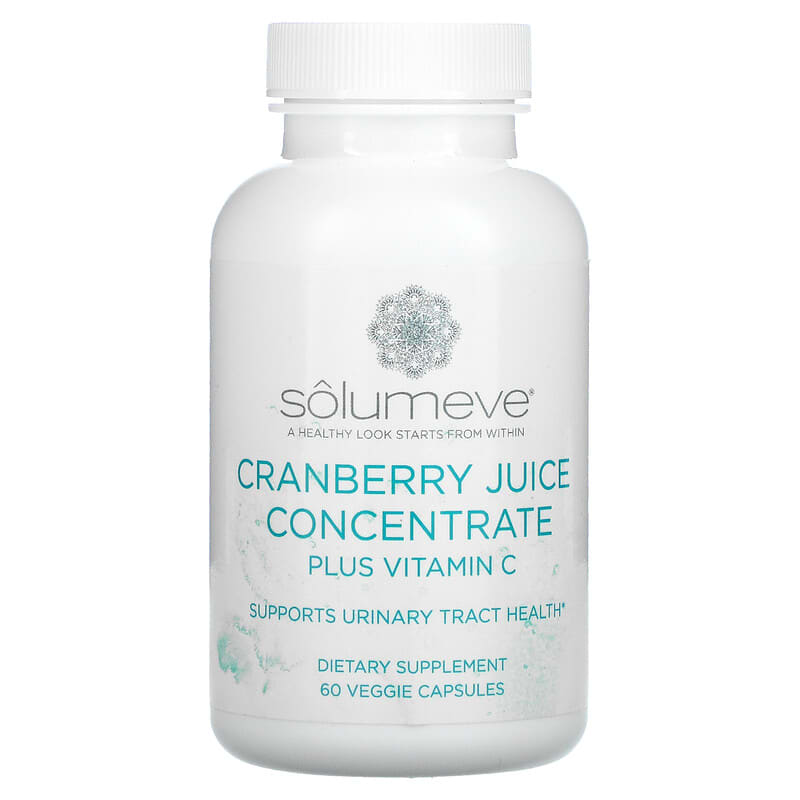 Solumeve Cranberry Juice Concentrate plus Vitamin C 60 Veggie Capsules 1 Solumeve Cranberry Juice Concentrate plus Vitamin C 60 Veggie Capsules 898220019670