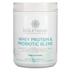 Solumeve Whey Protein & Probiotic Blend Vanilla Flavor 1 lb (454 g) 898220018802