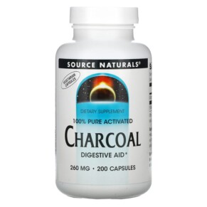 Source Naturals 100% Pure Activated Charcoal 260 mg 200 Capsules 021078001362
