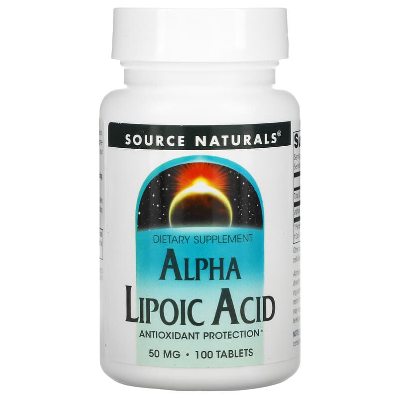 Source Naturals Alpha Lipoic Acid 50 mg 100 Tablets 1 Source Naturals Alpha Lipoic Acid 50 mg 100 Tablets 021078000235