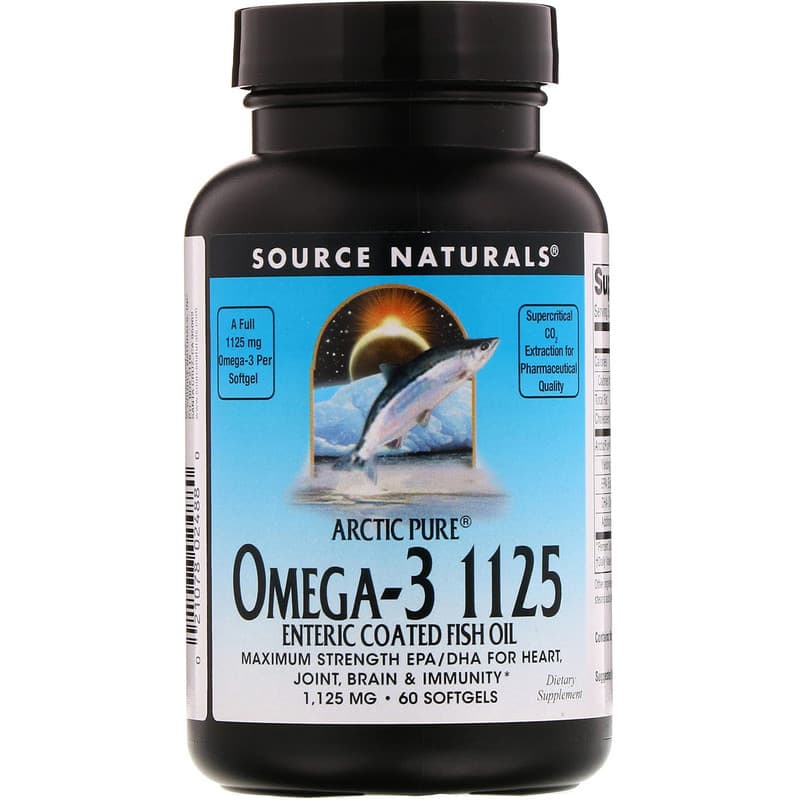 Source Naturals Arctic Pure Omega-3 1125 Enteric Coated Fish Oil 1,125 mg 60 Softgels 1 Source Naturals Arctic Pure Omega-3 1125 Enteric Coated Fish Oil 1.125 mg 60 Softgels 021078024880