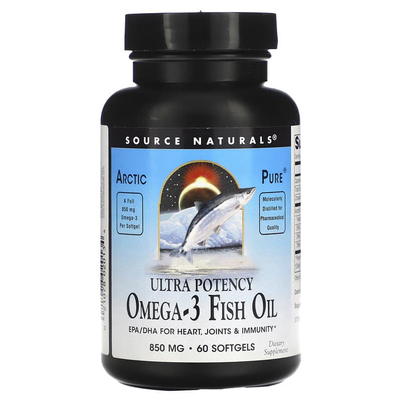 Source Naturals Arctic Pure Omega-3 Fish Oil Ultra Potency 850 mg 60 Softgels 1 Source Naturals Arctic Pure Omega-3 Fish Oil Ultra Potency 850 mg 60 Softgels 021078020134