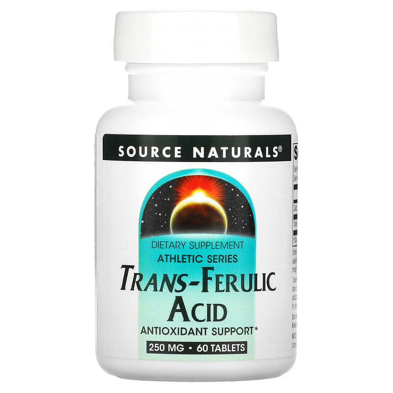 Source Naturals Athletic Series Trans-Ferulic Acid 250 mg 60 Tablets 1 Source Naturals Athletic Series Trans-Ferulic Acid 250 mg 60 Tablets 021078008057
