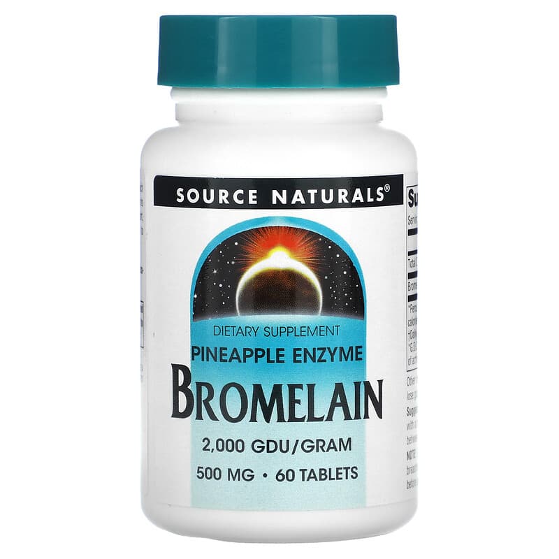 Source Naturals Bromelain 2.000 GDU/Gram 500 mg 60 Tablets 1 Source Naturals Bromelain 2.000 GDU/Gram 500 mg 60 Tablets 021078013549
