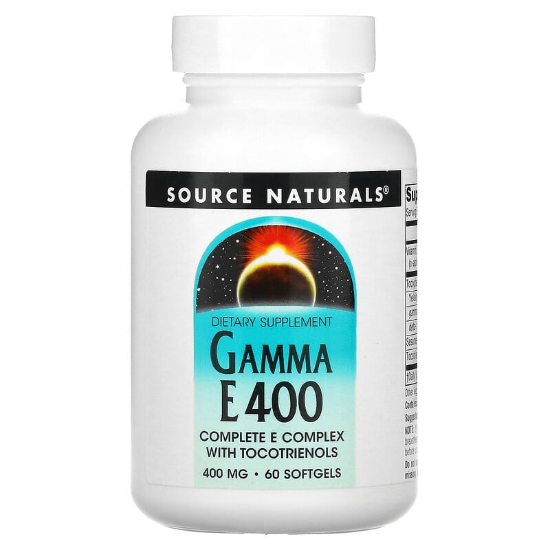 Source Naturals Gamma E 400 Complex with Tocotrienols 400 mg 60 Softgels 1 Source Naturals Gamma E 400 Complete E Complex with Tocotrienols 400 mg 60 Softgels 021078016984