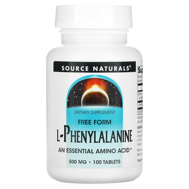 Source Naturals L-Phenylalanine 250 mg 100 Tablets 1 Source Naturals L-Phenylalanine 250 mg 100 Tablets 021078001614