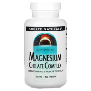 Source Naturals Magnesium Chelate Complex 100 mg 250 Tablets 021078003182