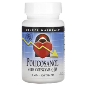 Source Naturals Policosanol with Coenzyme Q10 10 mg 120 Tablets 021078014591