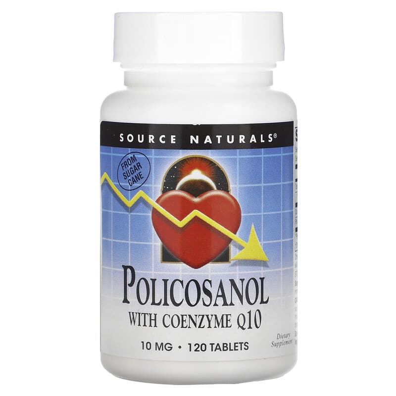 Source Naturals Policosanol with Coenzyme Q10 10 mg 120 Tablets 1 Source Naturals Policosanol with Coenzyme Q10 10 mg 120 Tablets 021078014591