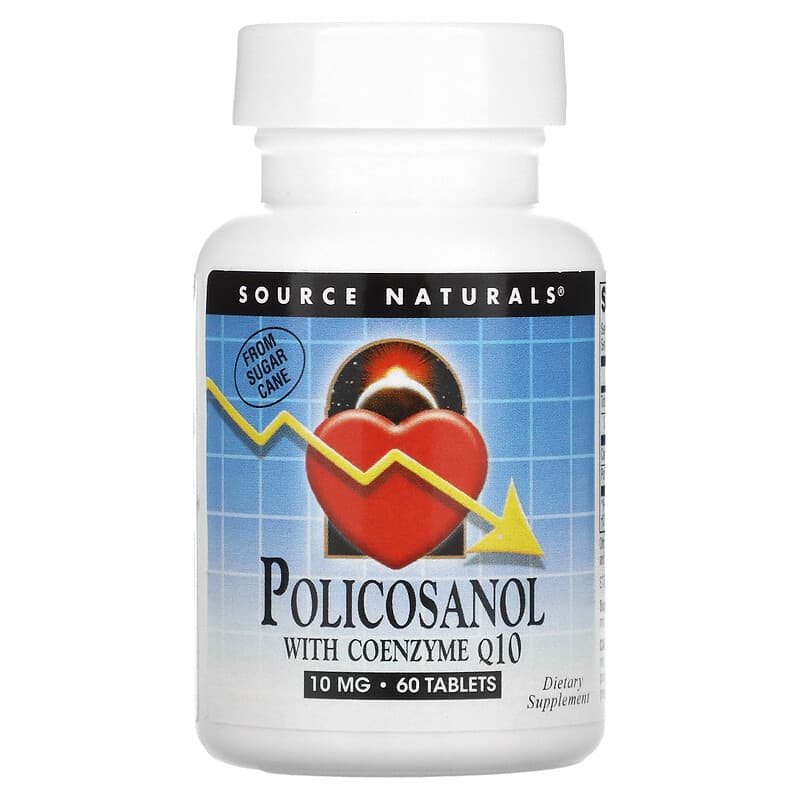 Source Naturals Policosanol with Coenzyme Q10 10 mg 60 Tablets 1 Source Naturals Policosanol with Coenzyme Q10 10 mg 60 Tablets 021078014522