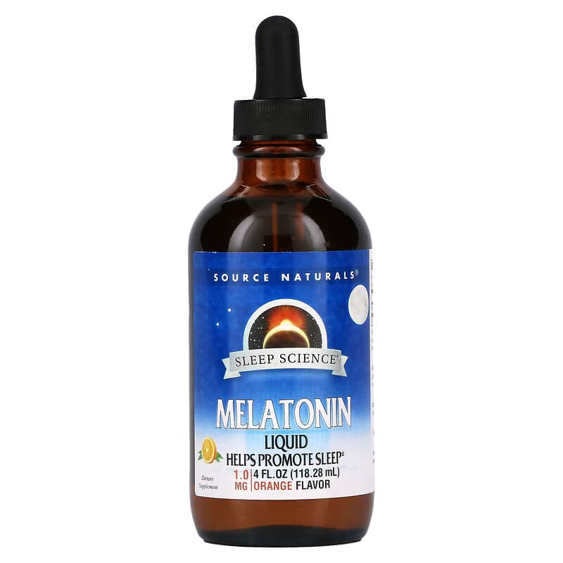Source Naturals Melatonin Liquid Sublingual Natural Orange Flavor 4 oz (118.28 ml) 1 Source Naturals Sleep Science Melatonin Liquid Orange 1 mg 4 fl oz (118.28 ml) 021078000877