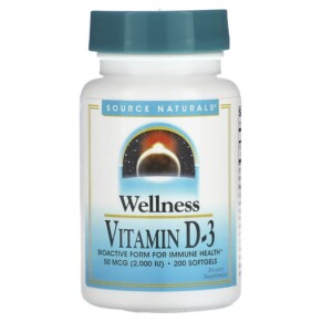 Source Naturals Wellness Vitamin D-3 50 mcg (2.000 IU) 200 Softgels 021078023739