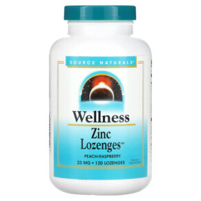 Source Naturals Wellness Zinc Lozenges Peach-Raspberry 23 mg 120 Lozenges 021078009160