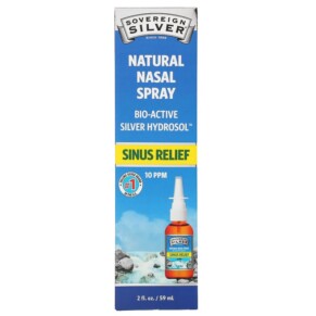 Sovereign Silver Bio-Active Silver Hydrosol Natural Nasal Spray Sinus Relief 10 ppm 2 fl oz (59 ml) 684088232340