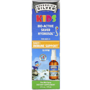 Sovereign Silver Kids Bio-Active Silver Hydrosol Daily Immune Support Spray Ages 4+ 10 PPM 2 fl oz (59 ml) 684088234351