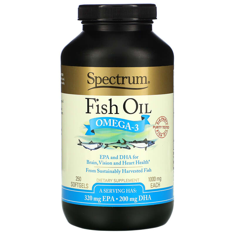 Spectrum Essentials Fish Oil Omega-3 1000 mg 250 Softgels 1 Spectrum Essentials Fish Oil Omega-3 1.000 mg 250 Softgels 022506516250
