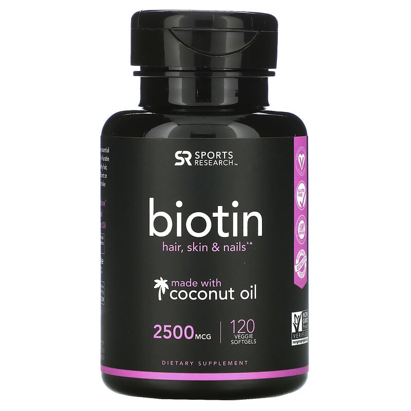 Sports Research Biotin with Coconut Oil 2.500 mcg 120 Veggie Softgels 1 Sports Research Biotin with Coconut Oil 2.500 mcg 120 Veggie Softgels 023249011798