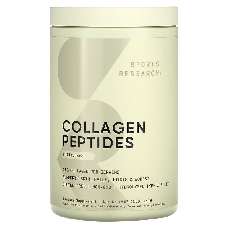 Sports Research Collagen Peptides Hydrolyzed Type I & III Collagen Unflavored 16 oz (454 g) 1 Sports Research Collagen Peptides Hydrolyzed Type I & III Collagen Unflavored 16 oz (454 g) 023249010180