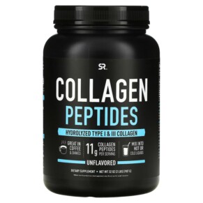 Sports Research Collagen Peptides Hydrolyzed Type I & III Collagen Unflavored 32 oz (907 g) 023249011781