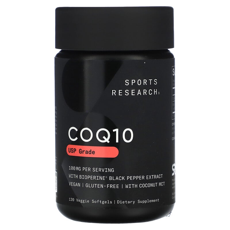 Sports Research CoQ10 USP Grade with Bioperine 100 mg 120 Veggie Softgels 1 Sports Research CoQ10 USP Grade with Bioperine 100 mg 120 Veggie Softgels 023249011354