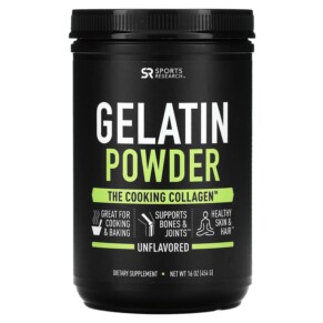 Sports Research Gelatin Powder Unflavored 16 oz (454 g) 023249010821