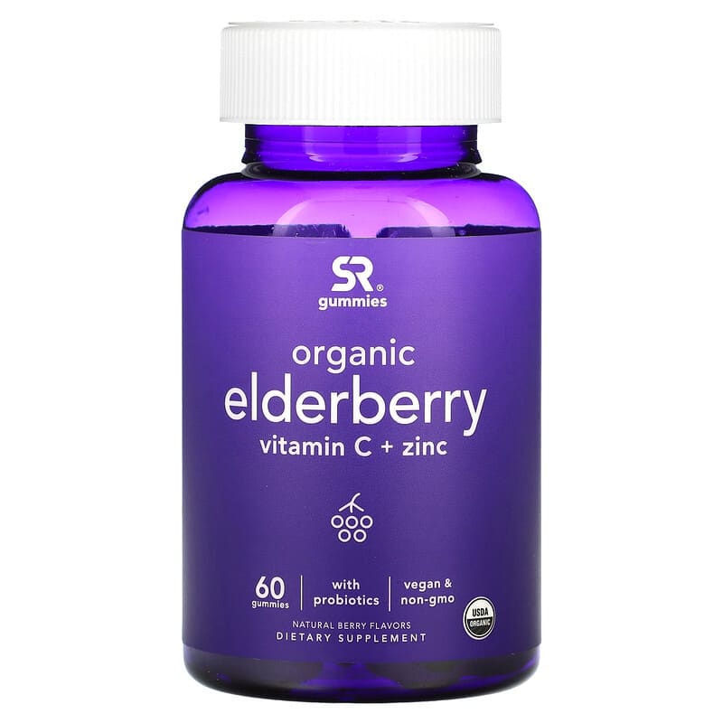 Sports Research Organic Elderberry Vitamin C + Zinc Natural Berry 60 Gummies 1 Sports Research Organic Elderberry Vitamin C + Zinc Natural Berry 60 Gummies 023249013495