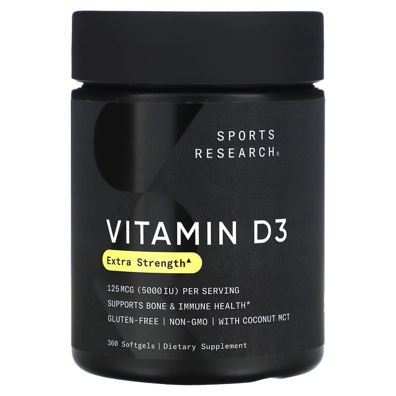 Sports Research Vitamin D3 Extra Strength 125 mcg (5.000 IU) 360 Softgels 1 Sports Research Vitamin D3 Extra Strength 125 mcg (5.000 IU) 360 Softgels 023249004363