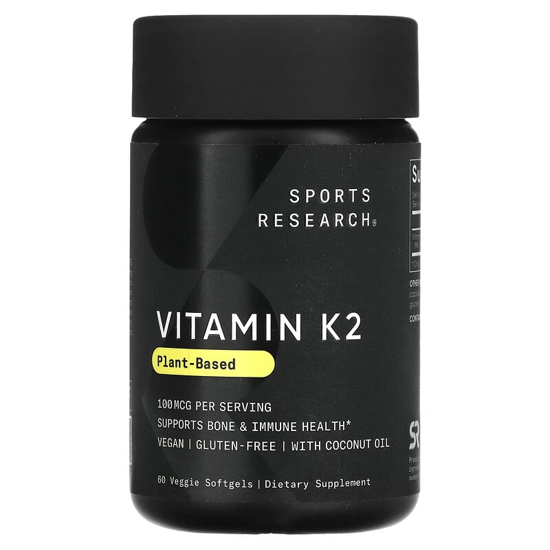 Sports Research Vitamin K2 Plant-Based 100 mcg 60 Veggie Softgels 1 Sports Research Vitamin K2 Plant-Based 100 mcg 60 Veggie Softgels 023249004394