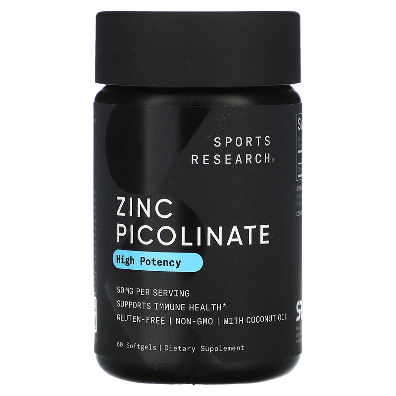 Sports Research Zinc Picolinate 50 mg 60 Softgels 1 Sports Research Zinc Picolinate High Potency 50 mg 60 Softgels 023249090106