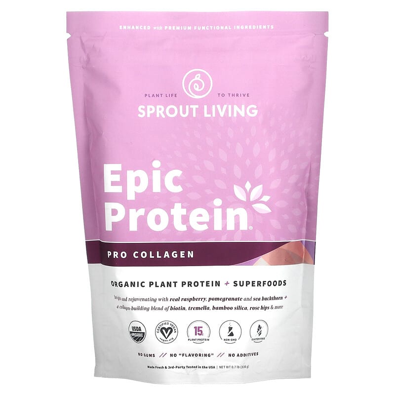 Sprout Living Epic Protein Organic Plant Protein + Superfoods Pro Collagen 0.7 lb (336 g) 1 Sprout Living Epic Protein Organic Plant Protein + Superfoods Pro Collagen 0.7 lb (336 g) 852457007756